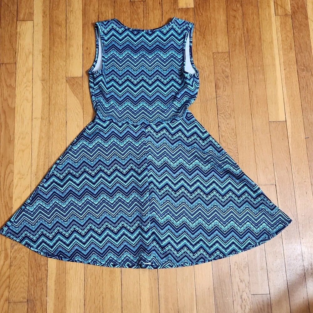 Pime Womens Large Zigzag Teal Dress - Picture 2 of 5